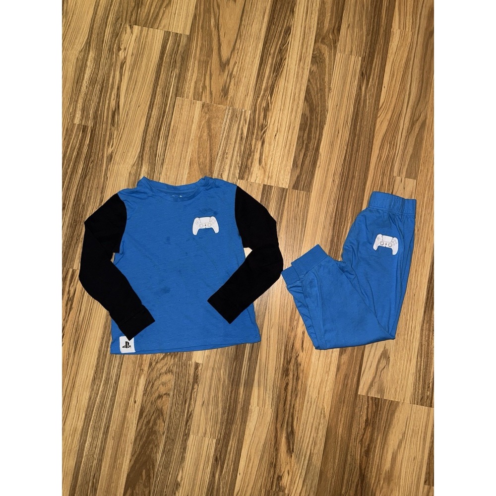 Sony PlayStation Boys Pajamas Sz 8 Tag‎ Cut Oil Stains